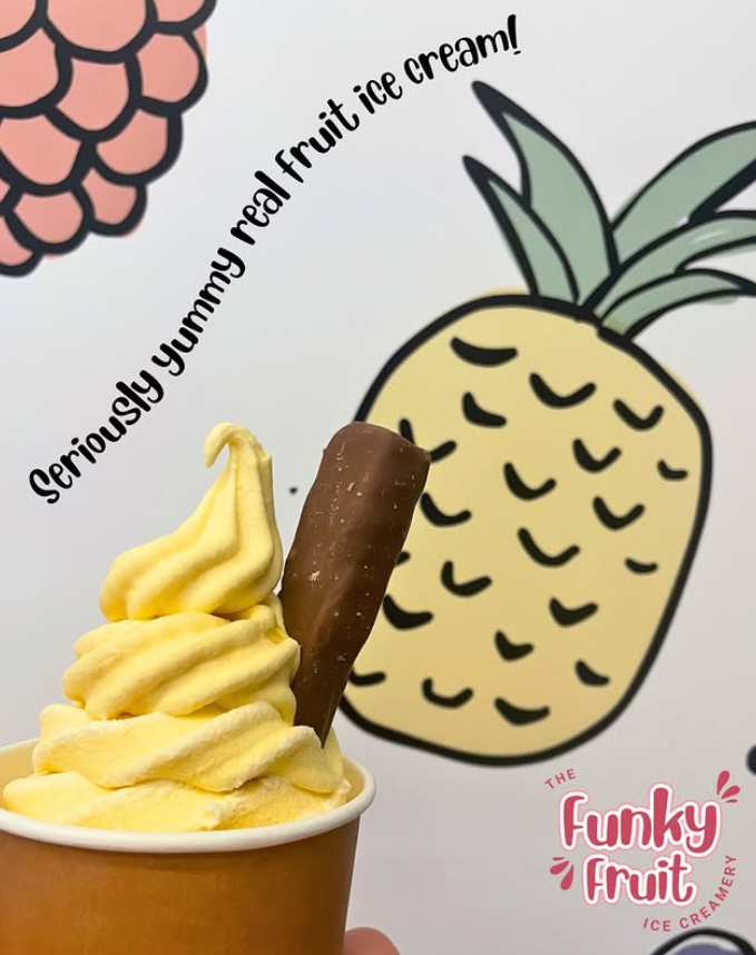The Funky Fruit Ice Creamery trailer serving real fruit ice cream in Perth